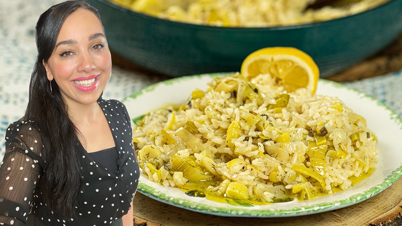 Greek Leek & Rice Pilaf: Prasorizo