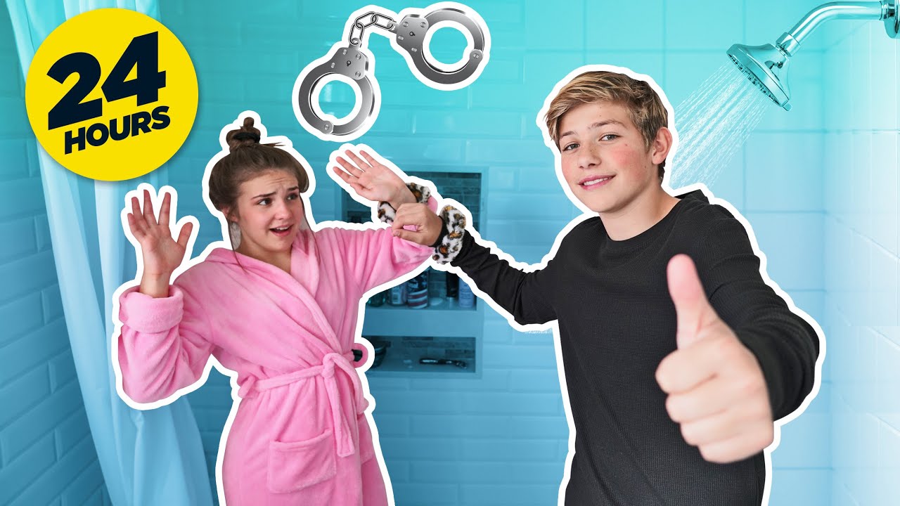HANDCUFFED to my CRUSH for 24 HOURS Challenge **Valentines DAY SURPRISE** ❤️🗝|Walker Bryant, Piper