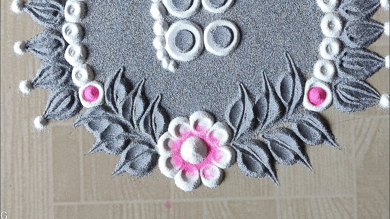 Navratri Day -6 Grey colour rangoli design | Navratri ki sabse sunder rangoli