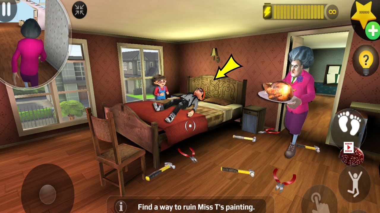 Scary Teacher 3D - with nick and tani troll Miss T fell face down  part 5162 #scaryteacher3d