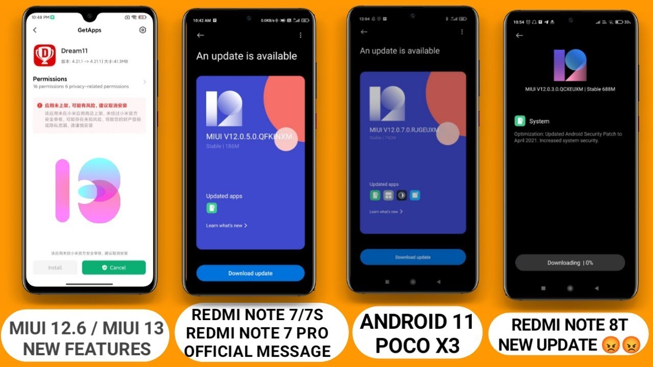 MIUI 13/12.6 SECURITY FEATURES, REDMI NOTE 8 12.0.4.0, 😍 POCO X3 ANDROID 11, REDMI NOTE 7/7S/7 PRO 😡