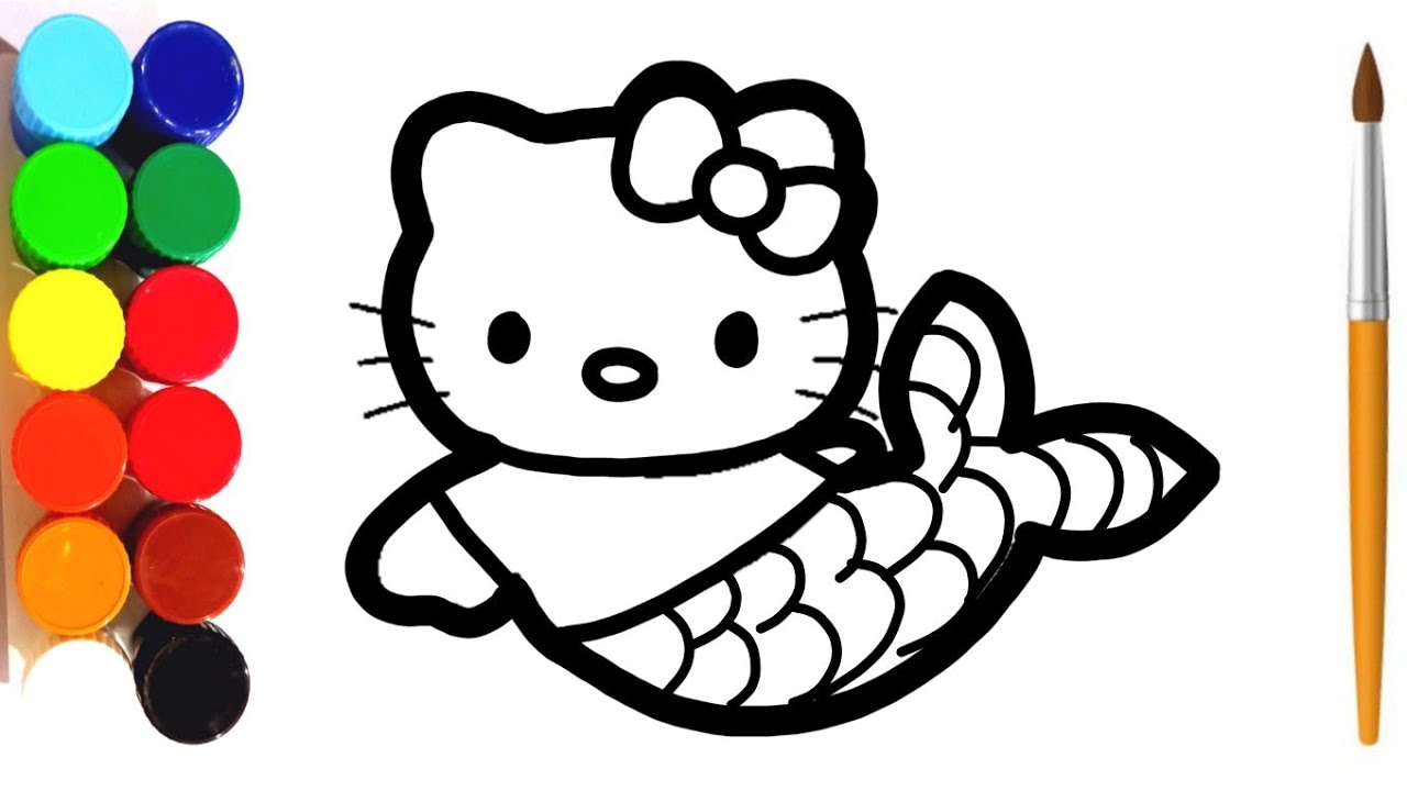 Hello Kitty Mermaid Drawing, Painting and Coloring for kids | Draw Kitty Step by Step #kitty #draw