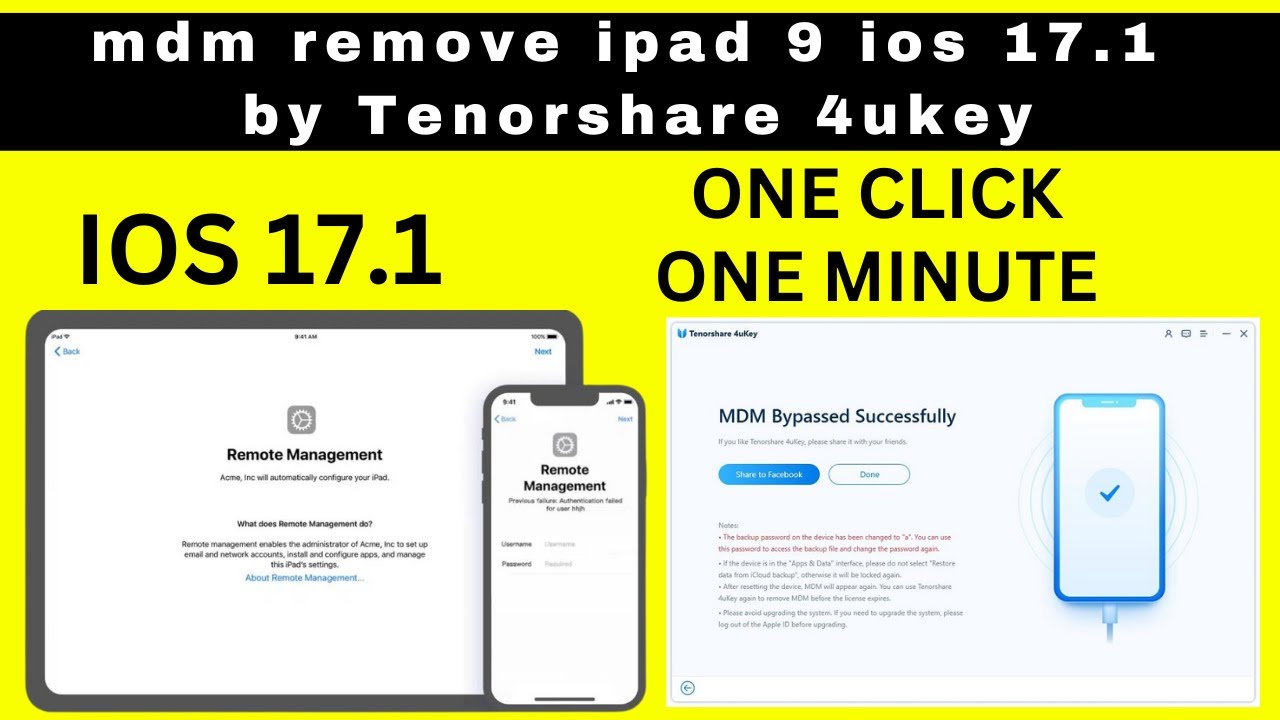 Mdm إزالة iPad 9 iOS 17.1 بواسطة Tenorshare 4ukey