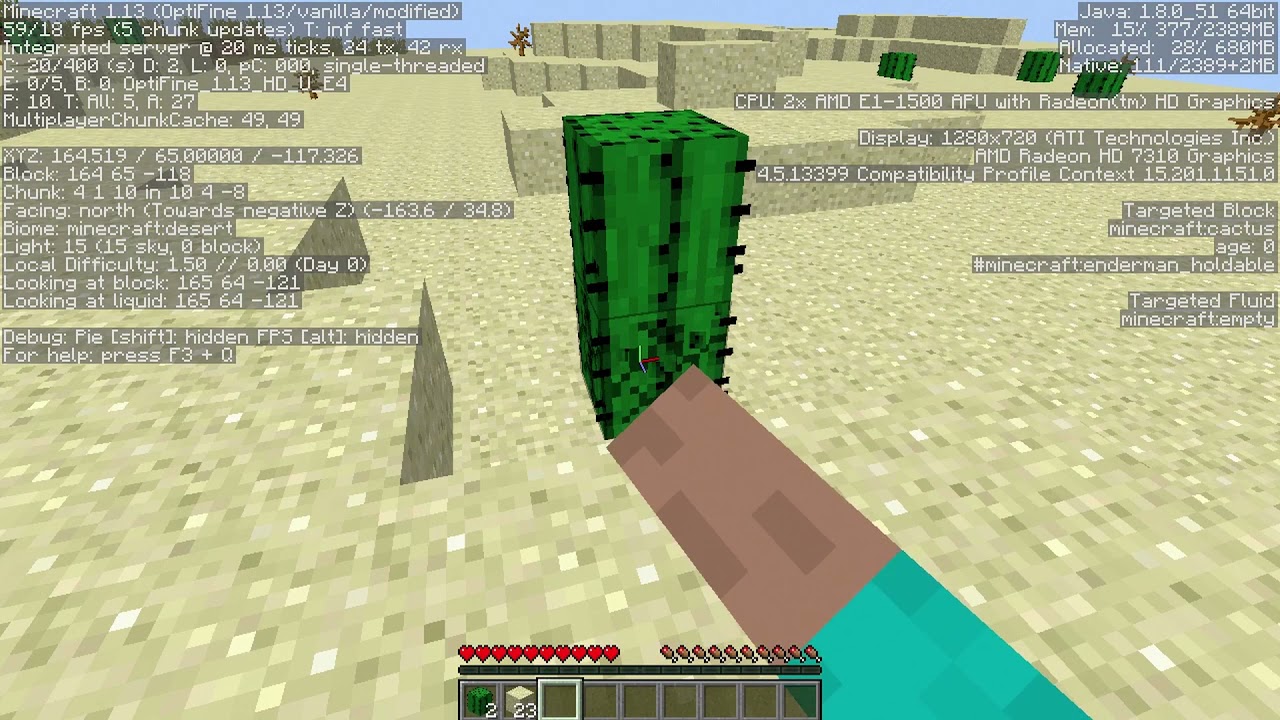 Minecraft On AMD E1-1500 APU 1.48GHz, 4GB DDR3 RAM, And AMD Radeon HD 7310 Graphics