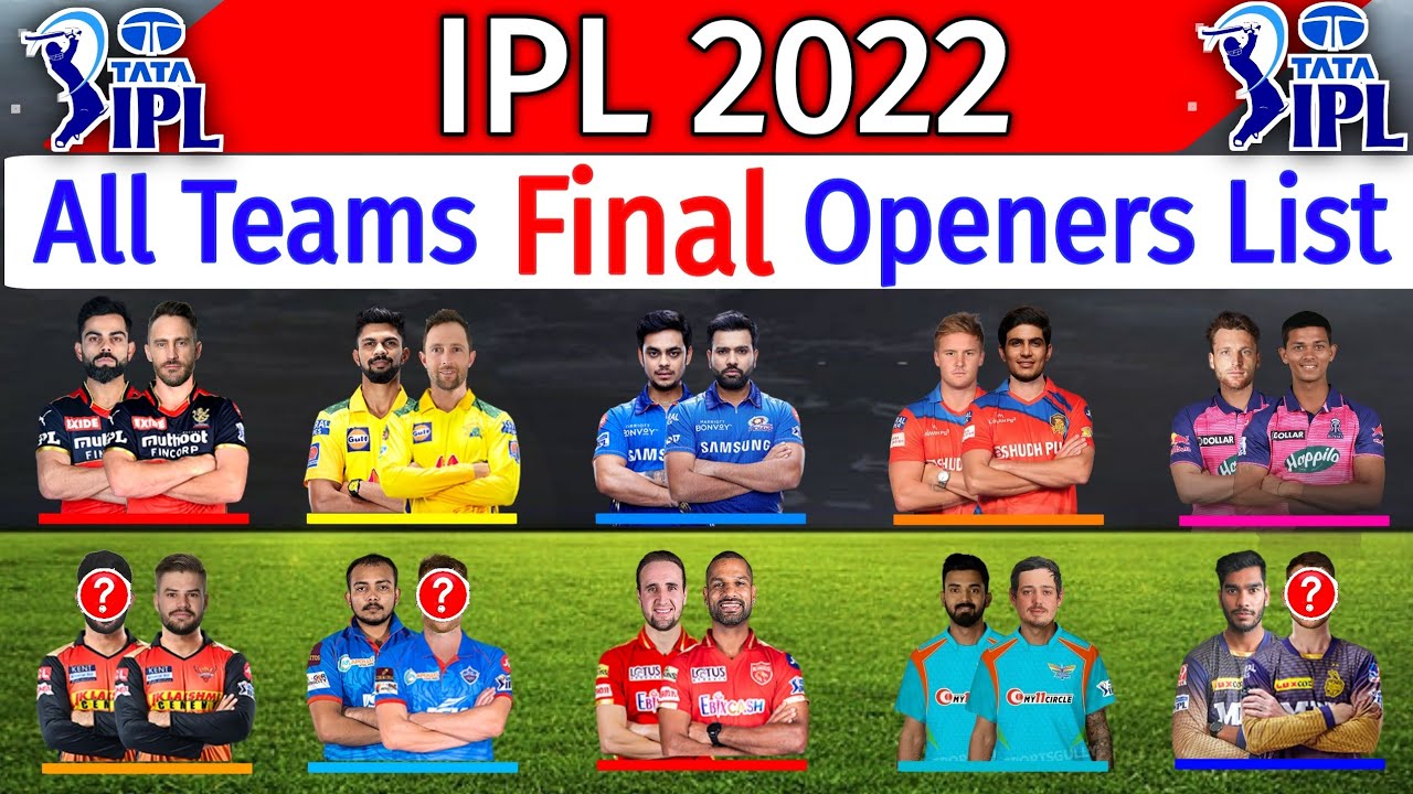 IPL 2022 - All Teams New & Final Openers List | CSK,RCB,MI,KKR,PBKS,RR,LSG,GT New Openers IPL 2022 |