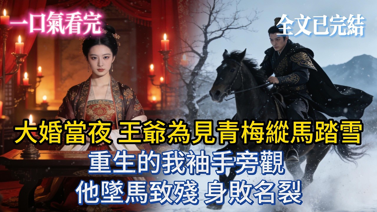 【完結小說】大婚當夜，王爺為見青梅縱馬踏雪，重生的我袖手旁觀，他墜馬致殘，身敗名裂... #小説 #小说推荐 #大女主 #爽文