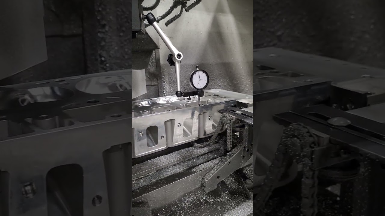 Milling this Brawler LS3 head for a smooth flat finish ✨️