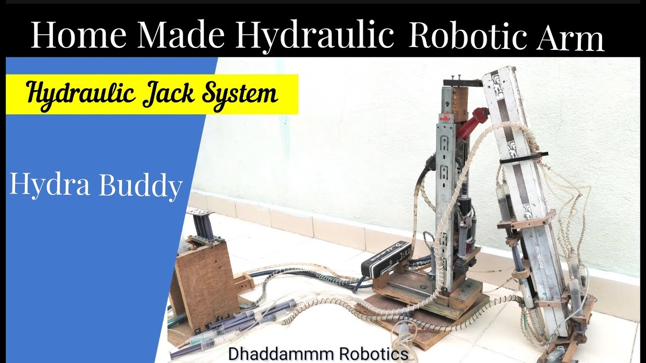 🏗️Hydraulic Jack operated Arm system Concept 🕹️ Home Made pick up place Hydra buddy Robot.