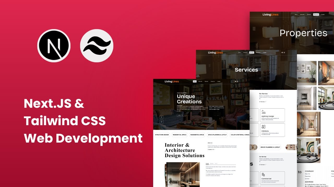 Next.Js and Tailwind CSS Website Design | Build  Modern Architechture website in Next.Js