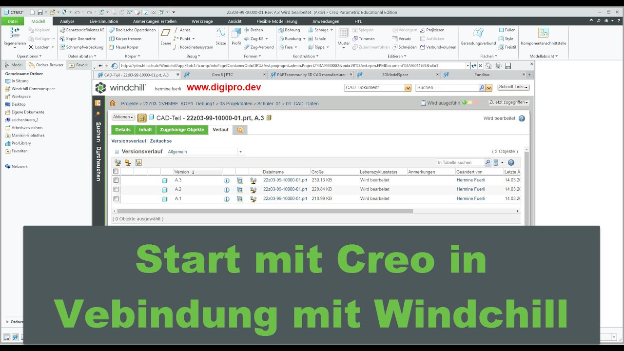 Windchill - 9. Arbeiten mit Creo in Verbindung mit Windchill - Einführung