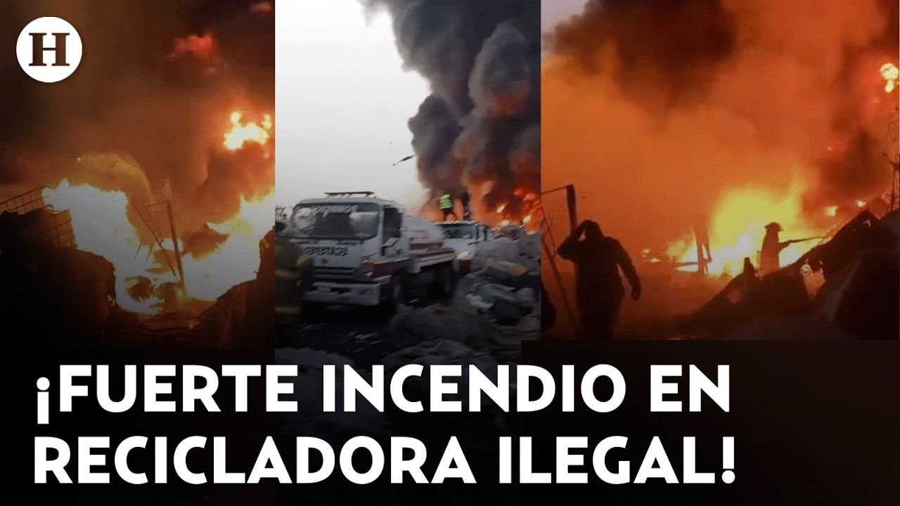 ¡El fuego lo destruyó todo! Bomberos de Ecatepec controlan incendio en bodega clandestina de PET