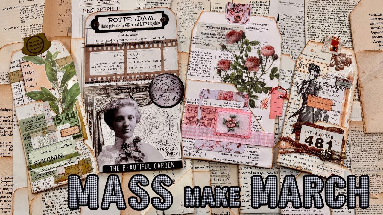 MASS MAKE MARCH EP 5 . EASY BOOKPAGE TAG BASES WITH A POCKET #massmakemarch2025 #junkjournalideas