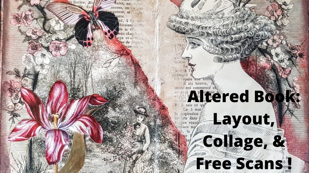 Altered Book: Making a Layout With Collage (Using Free Vintage Paper Scans!)