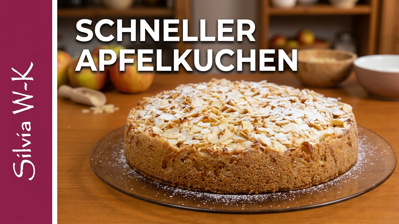 Apfelkuchen - schnelle Variante / Teigherstellung in nur 2 Minuten / Obstkuchen