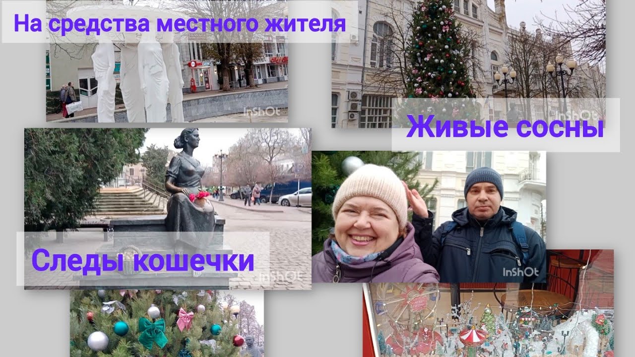 500ч.🏠 Из маленьких сосен 🌲 Фонтан в Ейске на средства местного жителя...Нашла следы кошечки 😺