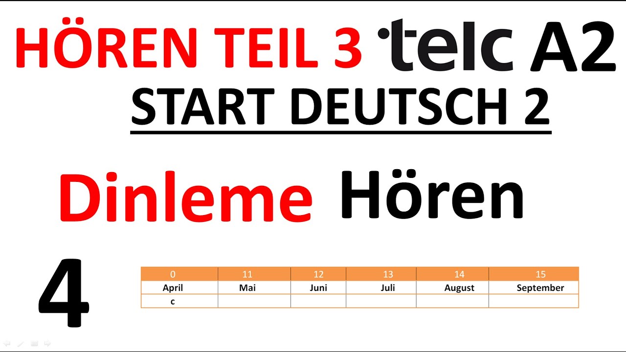 Telc A2 Deutsch Start 2 Hören Teil 3/Dinleme 3. Bölüm Deutsch-Almanca A2 Prüfung-Sınav #telc #telca2