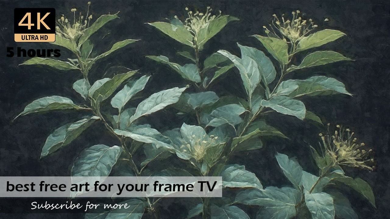 Relaxing Green Botanical Art in 4K | 5 Hours Ambient Frame TV Display