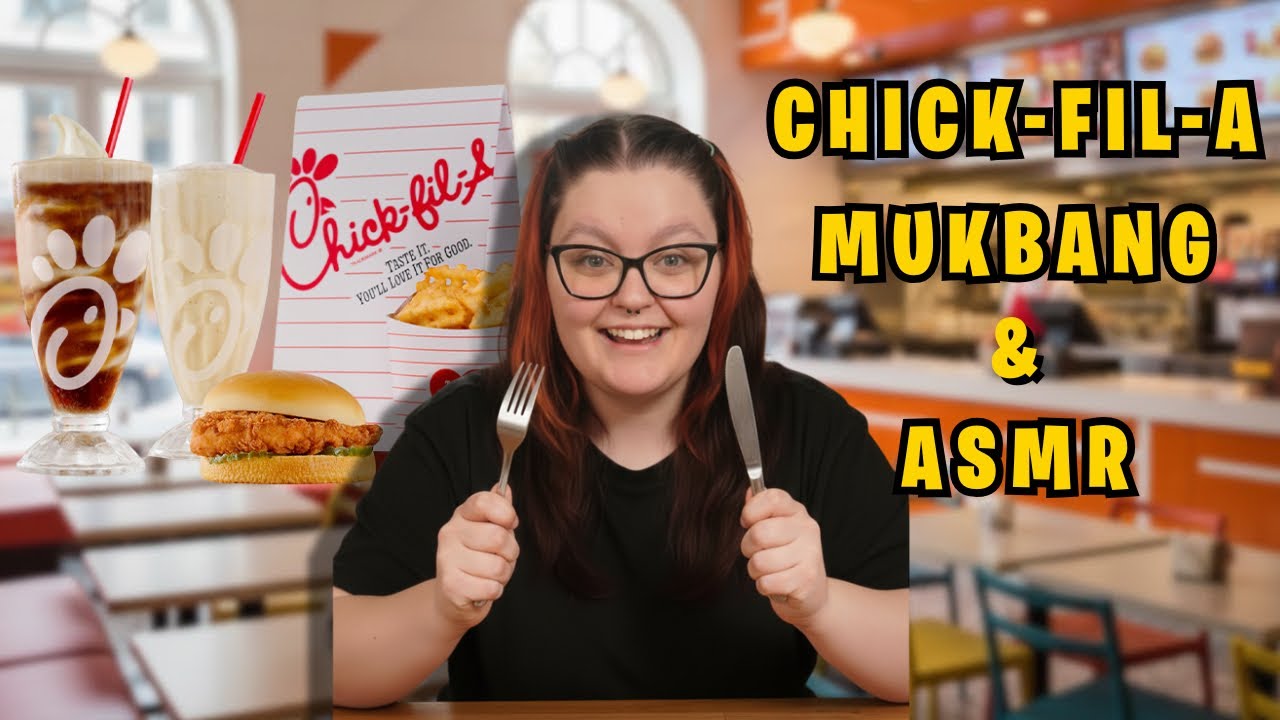 Chick-Fil-A Mukbang 🐓🍽️ *no talking* 🤫 🤐 (chewing/smacking/eating sounds) 🍗 🥤 
