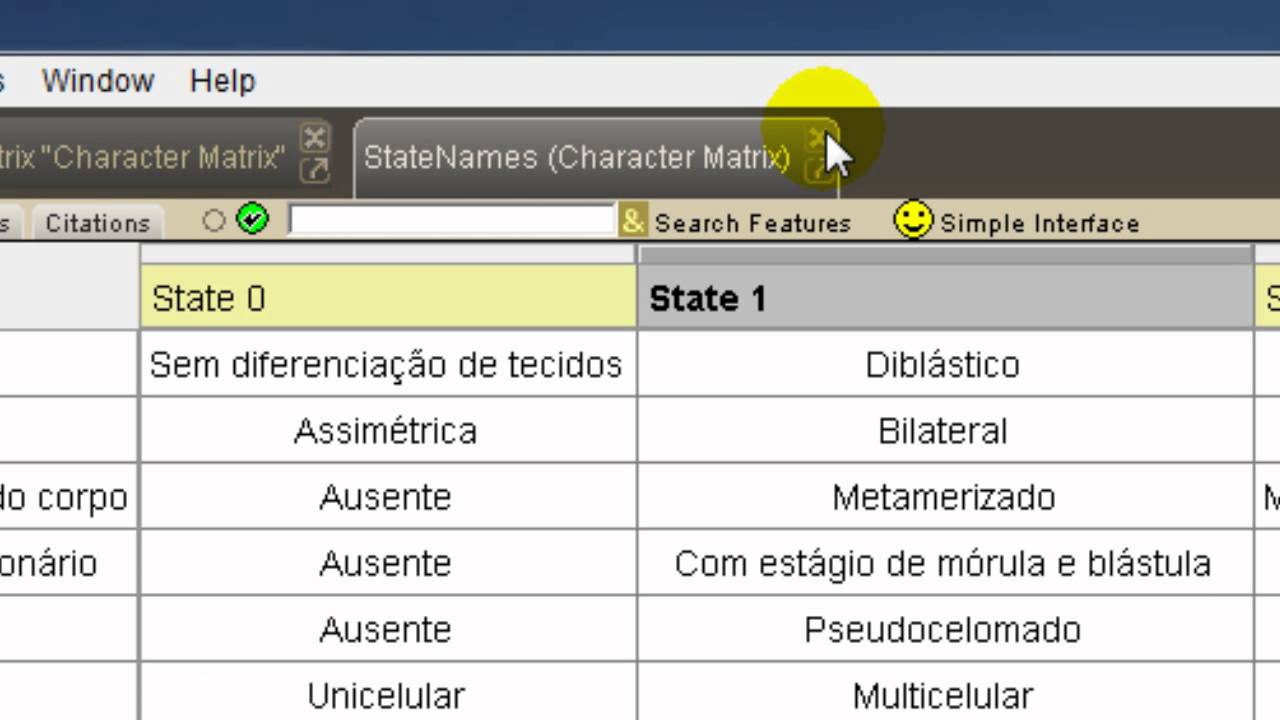 Matriz de caracteres com o Mesquite