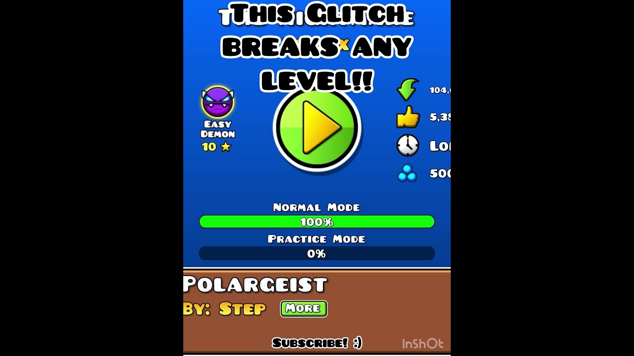 This Glitch BREAKS EVERY LEVEL!! #geometrydash #gd #shorts #subscribe #roadto5k #snailgang