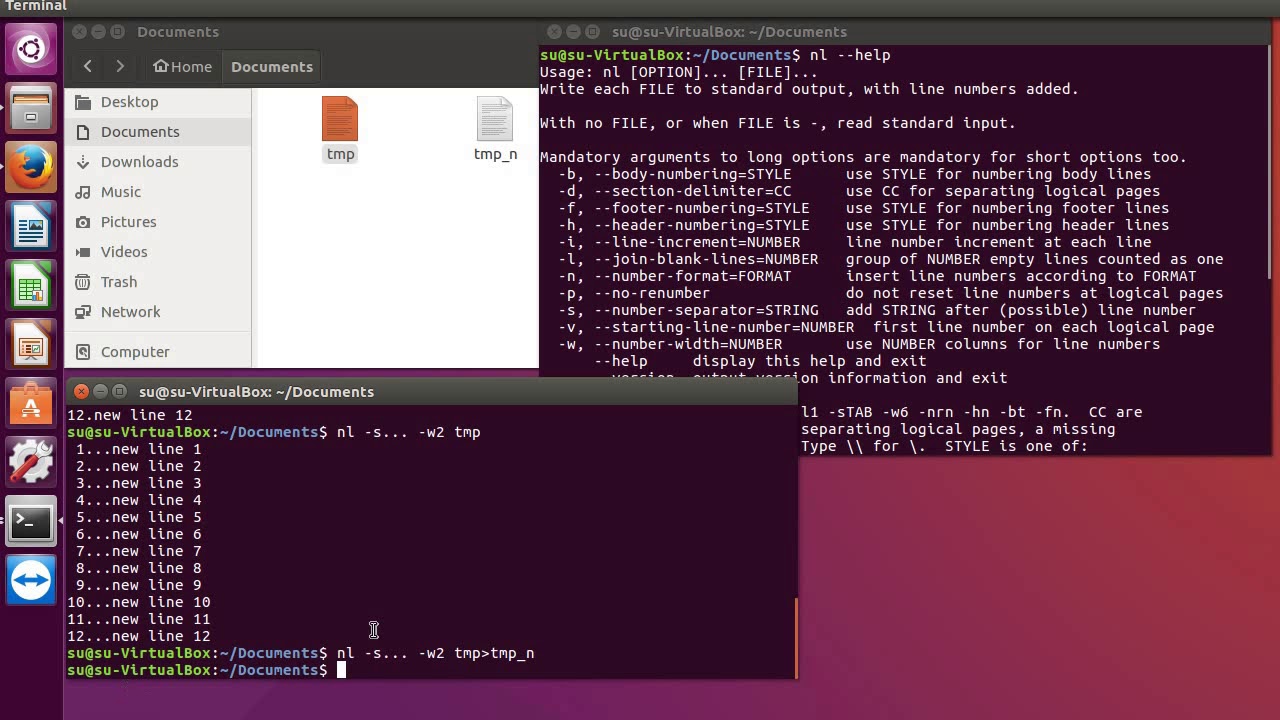 Linux команда nl и команда cat - команды обработки текстовых файлов.