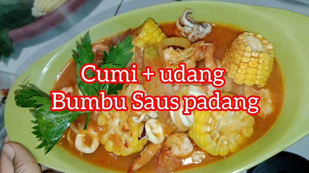 Cumi + udang bumbu saus padang