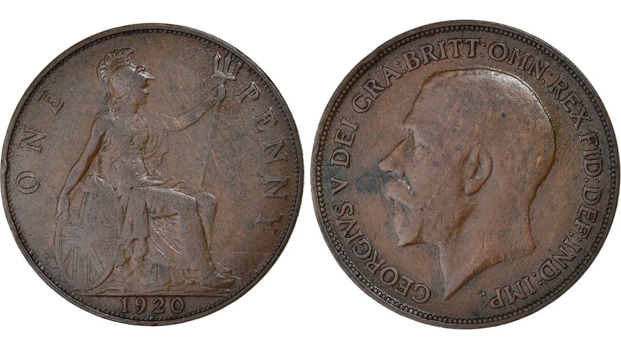 UK 1920 ONE PENNY COIN VALUE George V