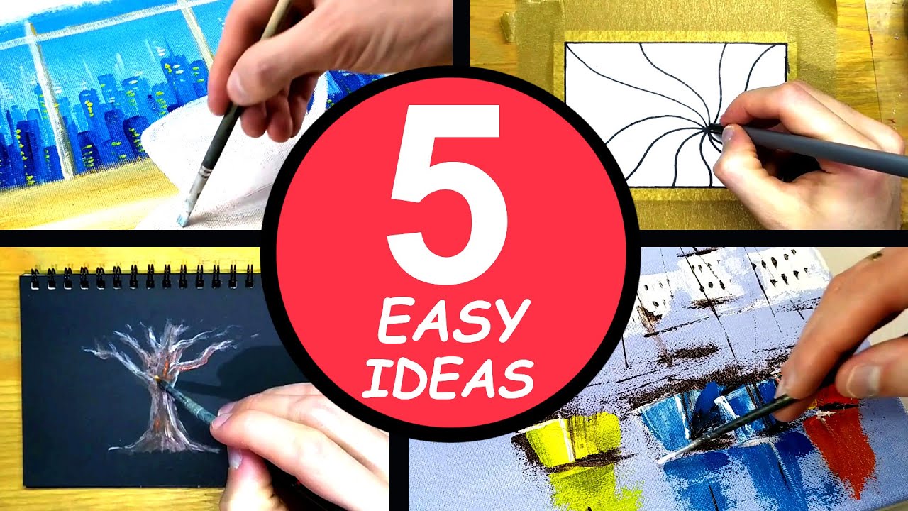 5 EASY Drawing & Painting Ideas | Simple & Relaxing Art for Beginners