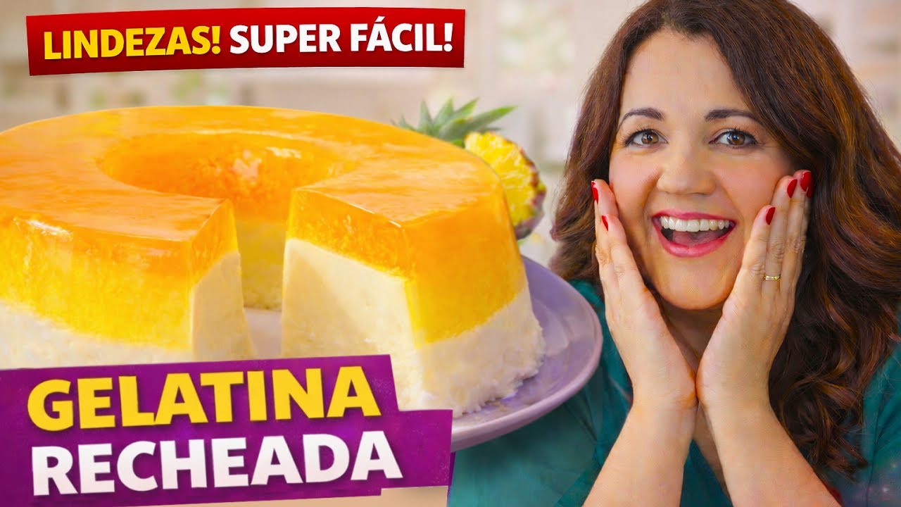 Como fazer Gelatina Recheada de Abacaxi com Coco 🍍🥥 | Sobremesa Fácil e Deliciosa