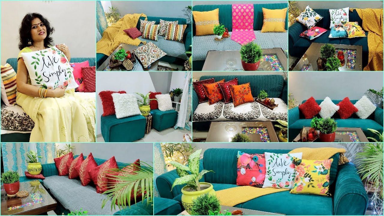 Tips to Decorate Sofa with Cushions and Throws | My Cushion Cover Collection |Living Room Decoration