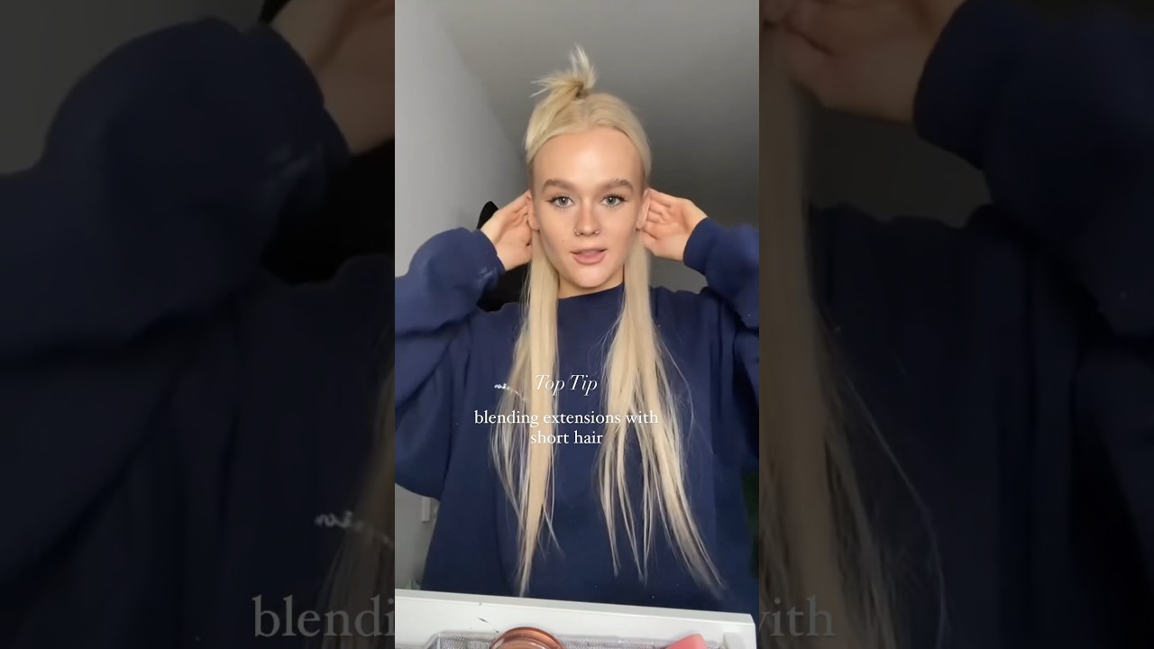 How to blending extensions with short hair？ #clipins #hairextensions