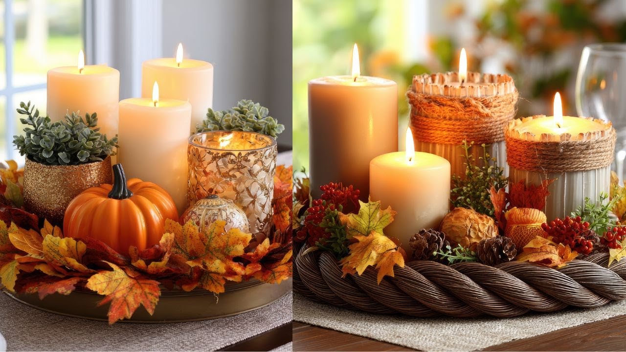 Easy on a Budget Fall Decorating Ideas | DIY Fall Candle Centerpiece