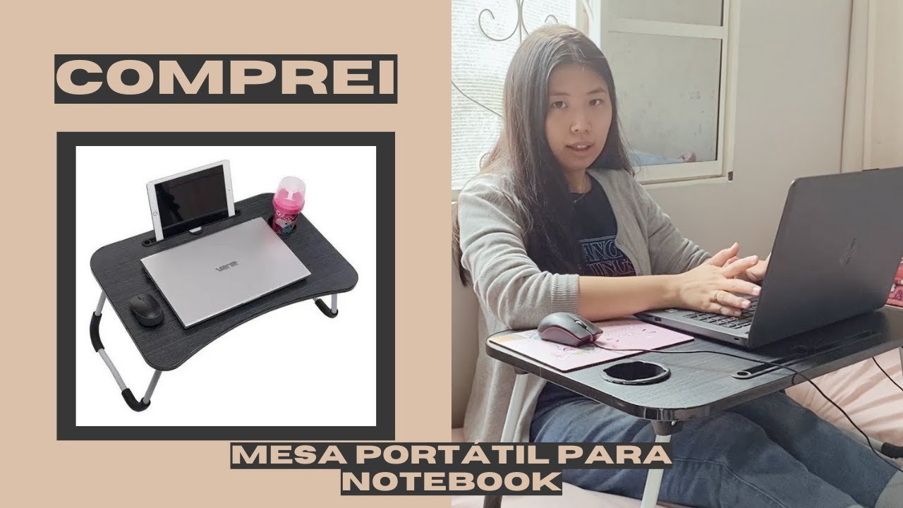 UNBOXING - Mesa Portátil Dobrável para Notebook Cama Home Office Refeição | Hi Lelê