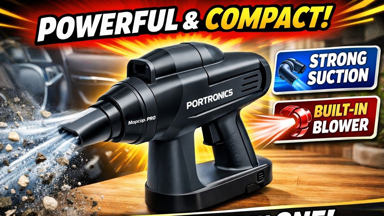 REUNBOXING/PORTRONICS Mopcop PRO Vacuum Cleaner | Strong Suction + Blower Function