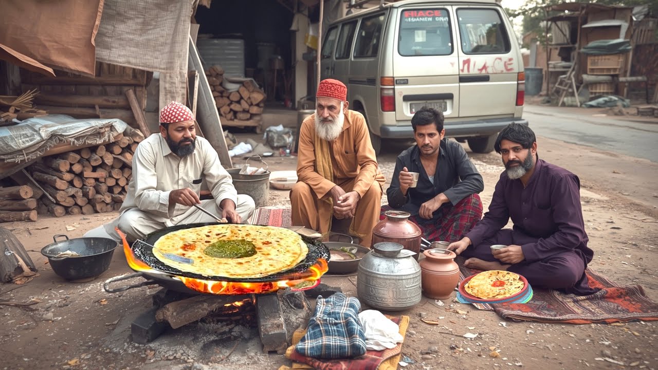 Desi Punjabi Winter Special Saag, Paratha & Chai | Best Roadside Breakfast - Pakistani street food