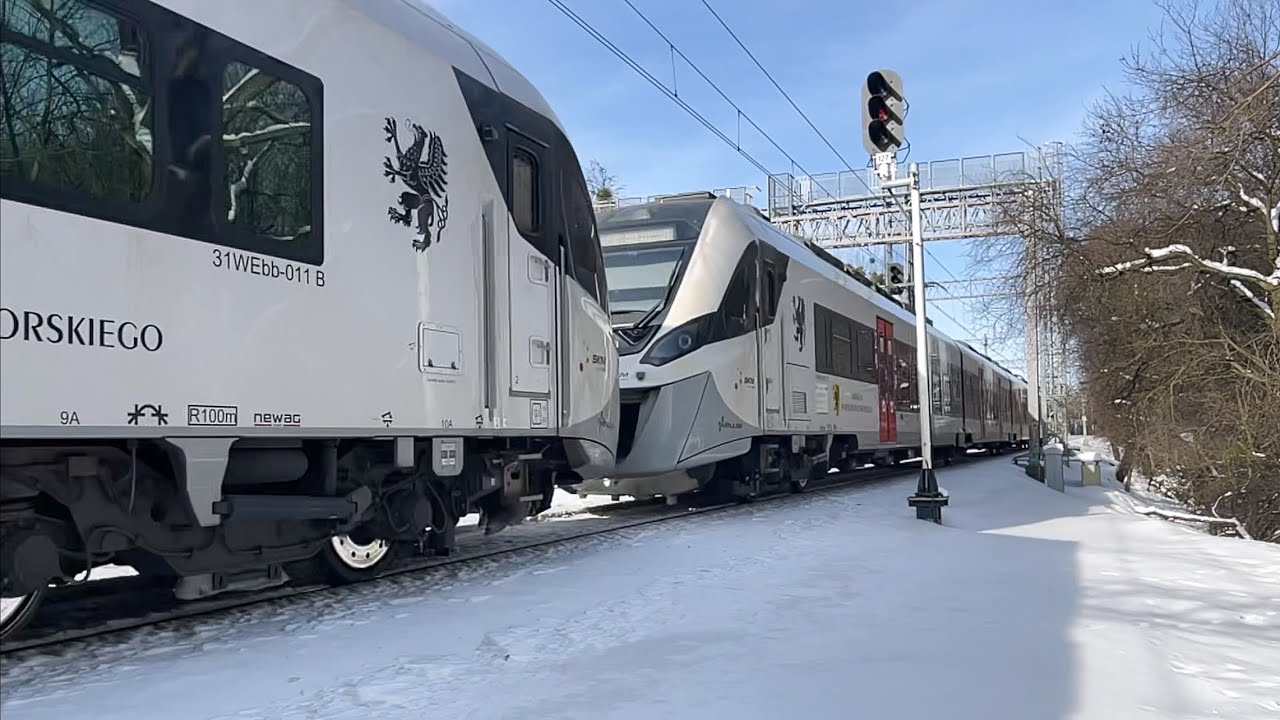 Elektryczne zespoły trakcyjne Newag IMPULS2 31WEbb-011 & 31WEbb-012 SKM Trójmiasto zima Sopot 2026