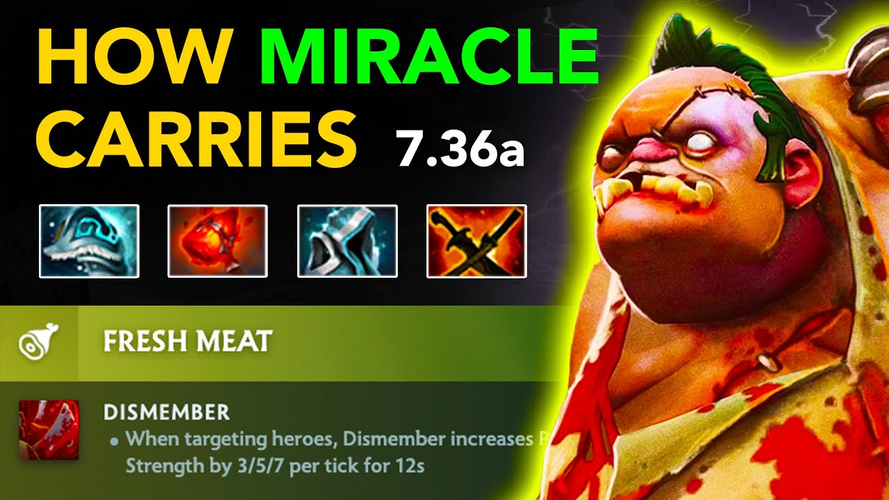 Miracle PUDGE Carry - Patch 7.36a | Full Gameplay Dota Class