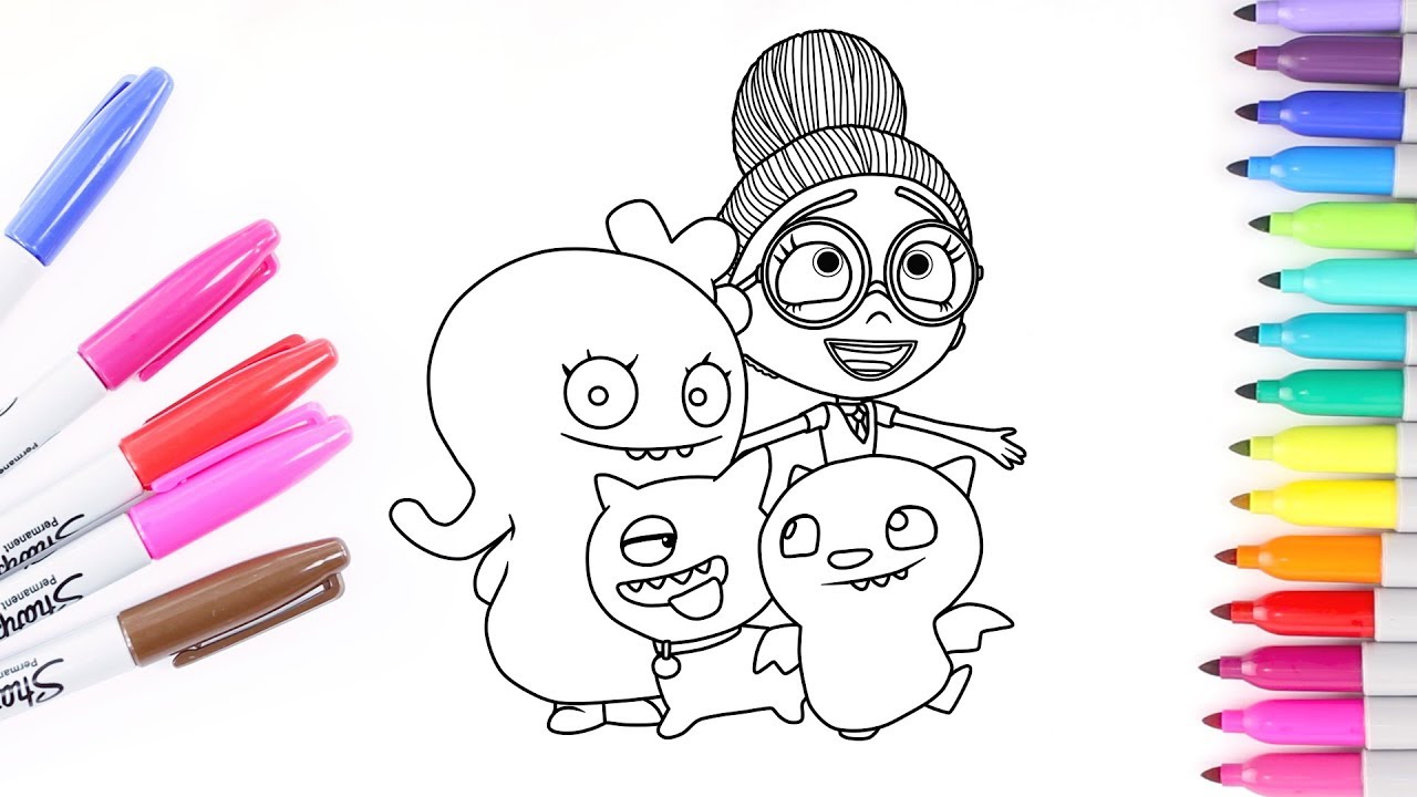 UglyDolls. Moxy, Lucky Bat, Mandy and Ugly Dog - Coloring Pages | Coloring books for Kids