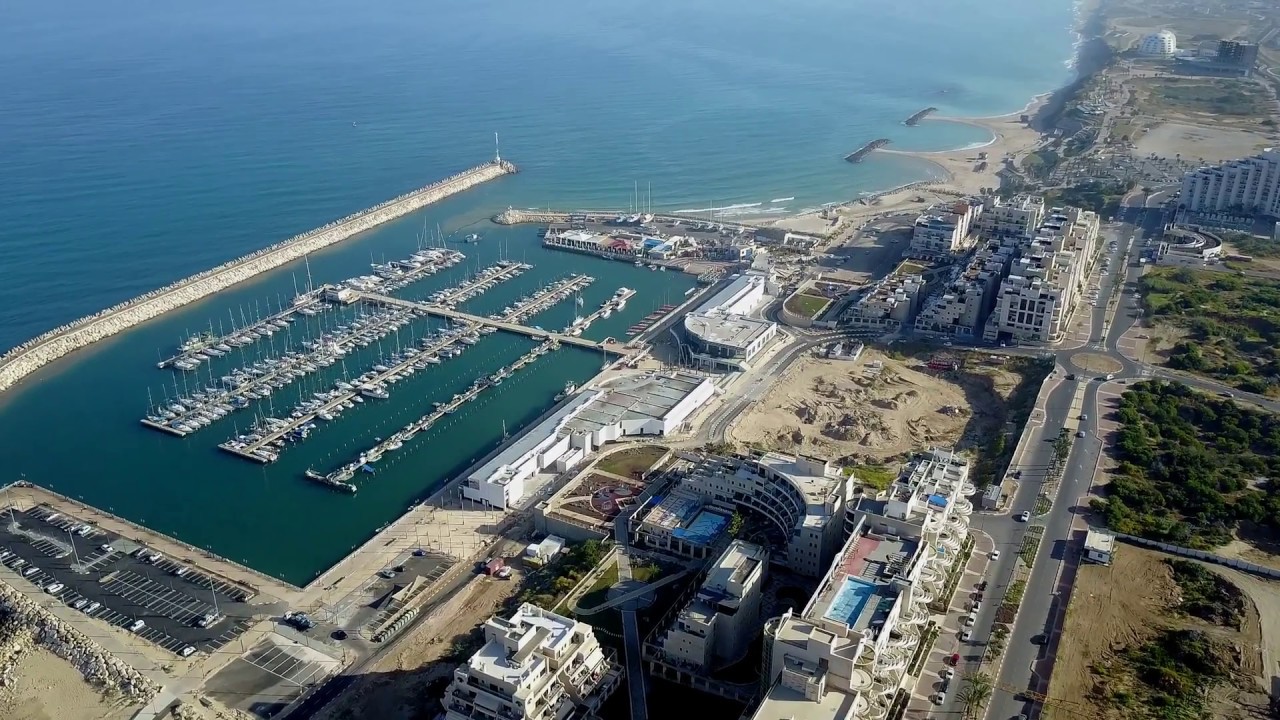 View of Ashkelon from the air. 4k Mavic