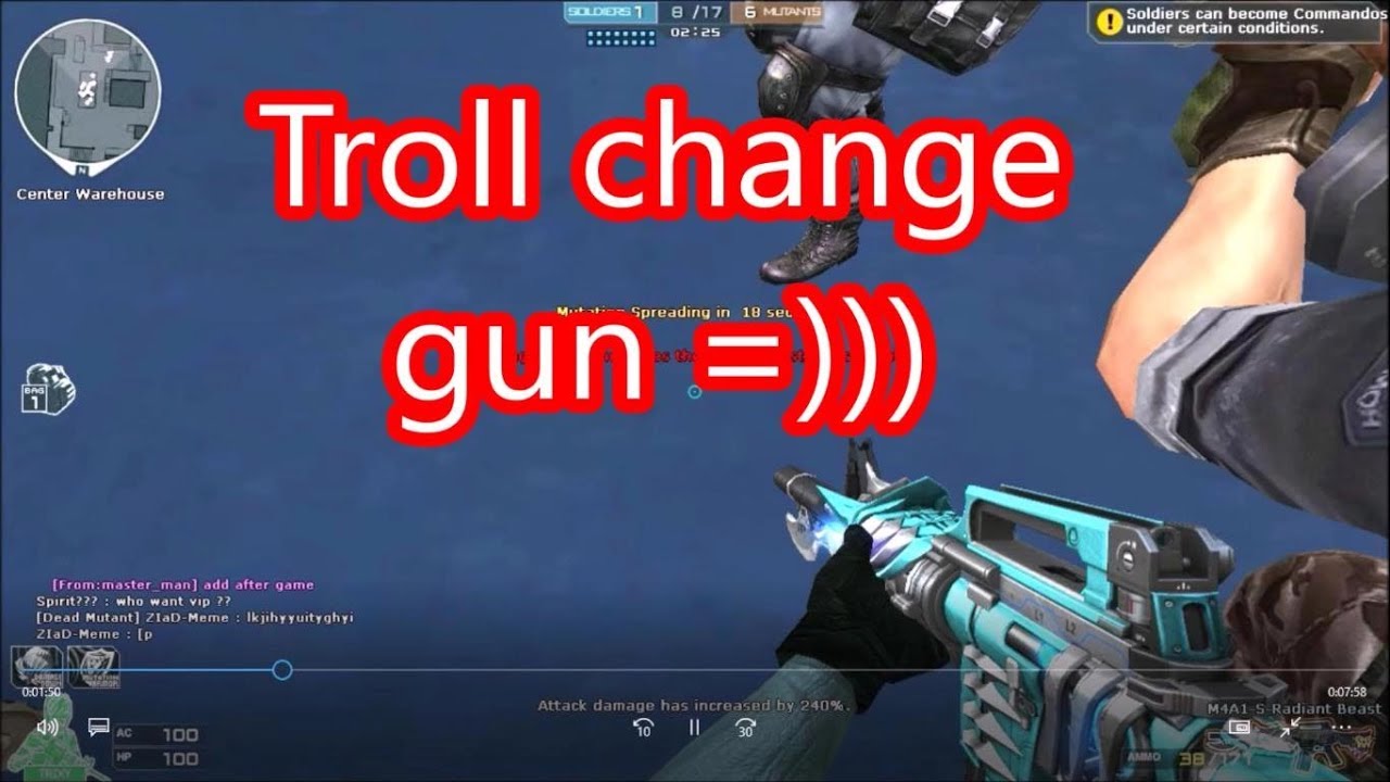 Đột Kích CF 2.0 :Troll changed guns / Troll đổi súng - Hero Mode X -( Zombie V4)