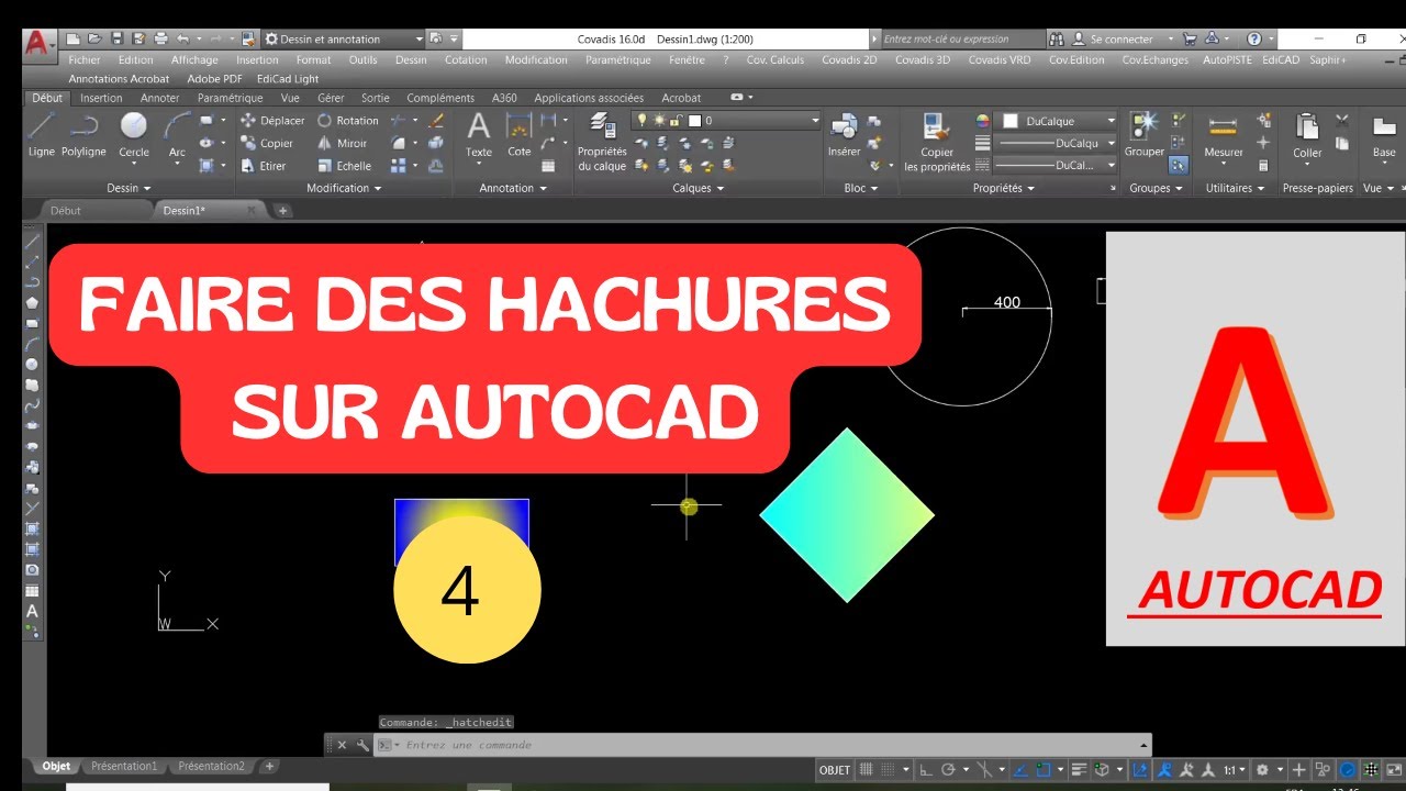 Comment faire des hachures sur autocad ?