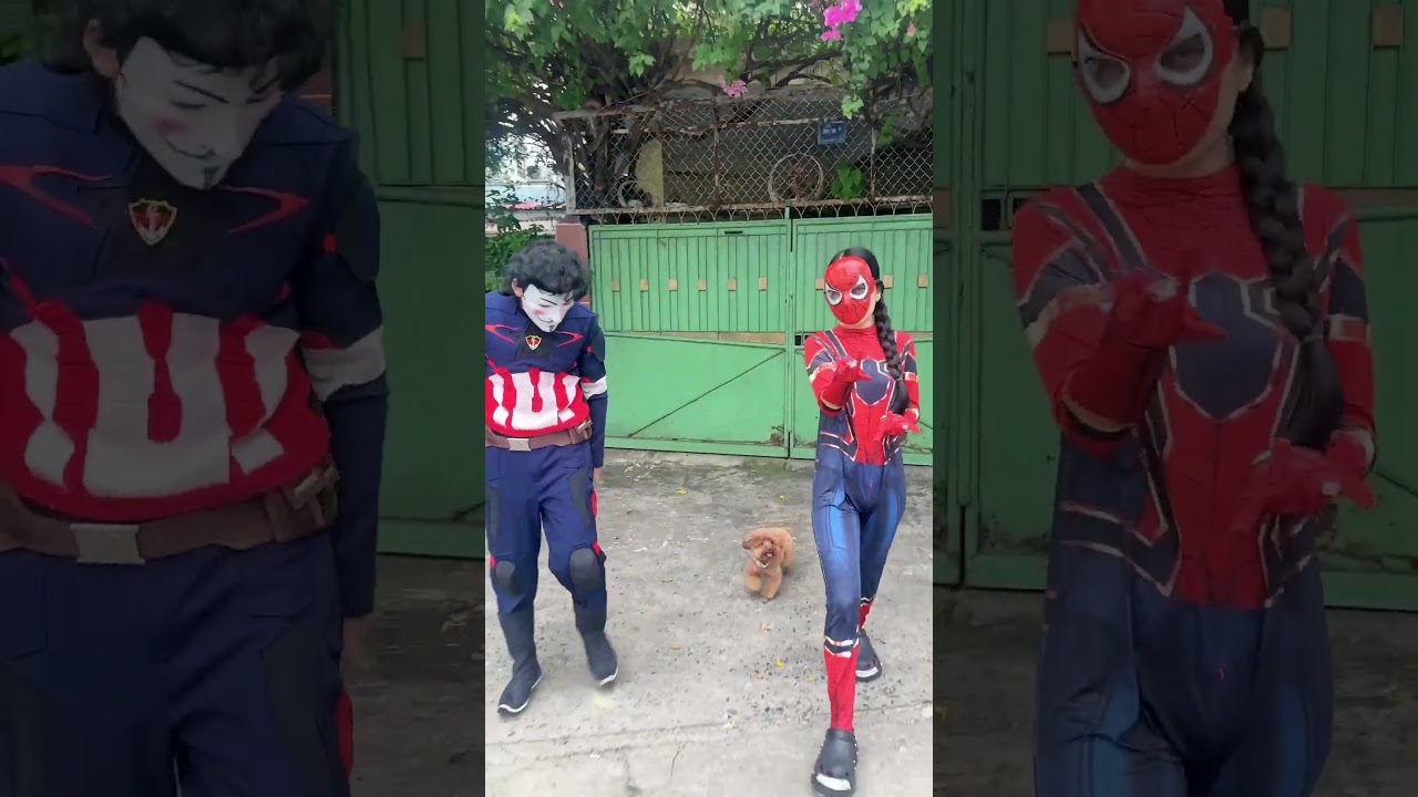 Si&ecirc;u anh h&ugrave;ng  đang đi gỉai cứu thế giới bị ch&oacute; rượt H&uacute; hồn #funny #spiderman