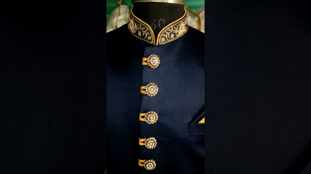 Navy Blue Hand embroidery Sherwani Design. #sherwani #embroidery #fashion #trending #groom #shorts