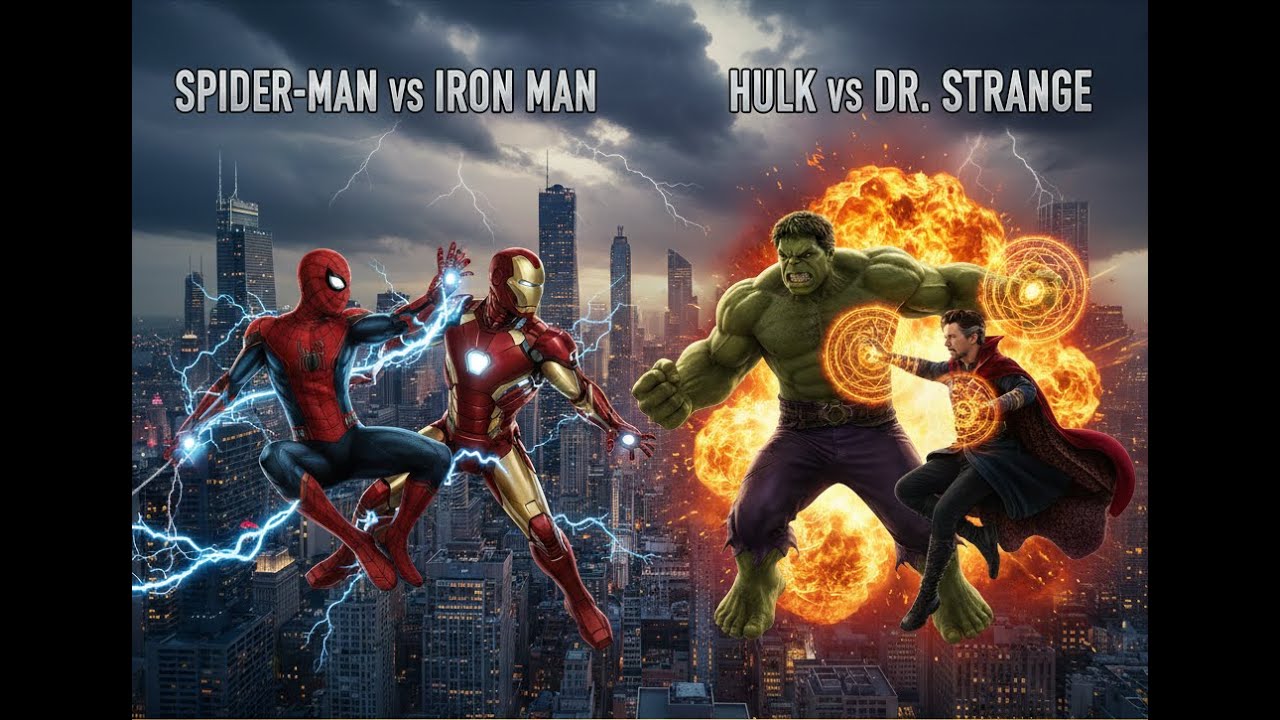 Spider man vs Iron man & Hulk vs Dr. Strange Fights for their lives