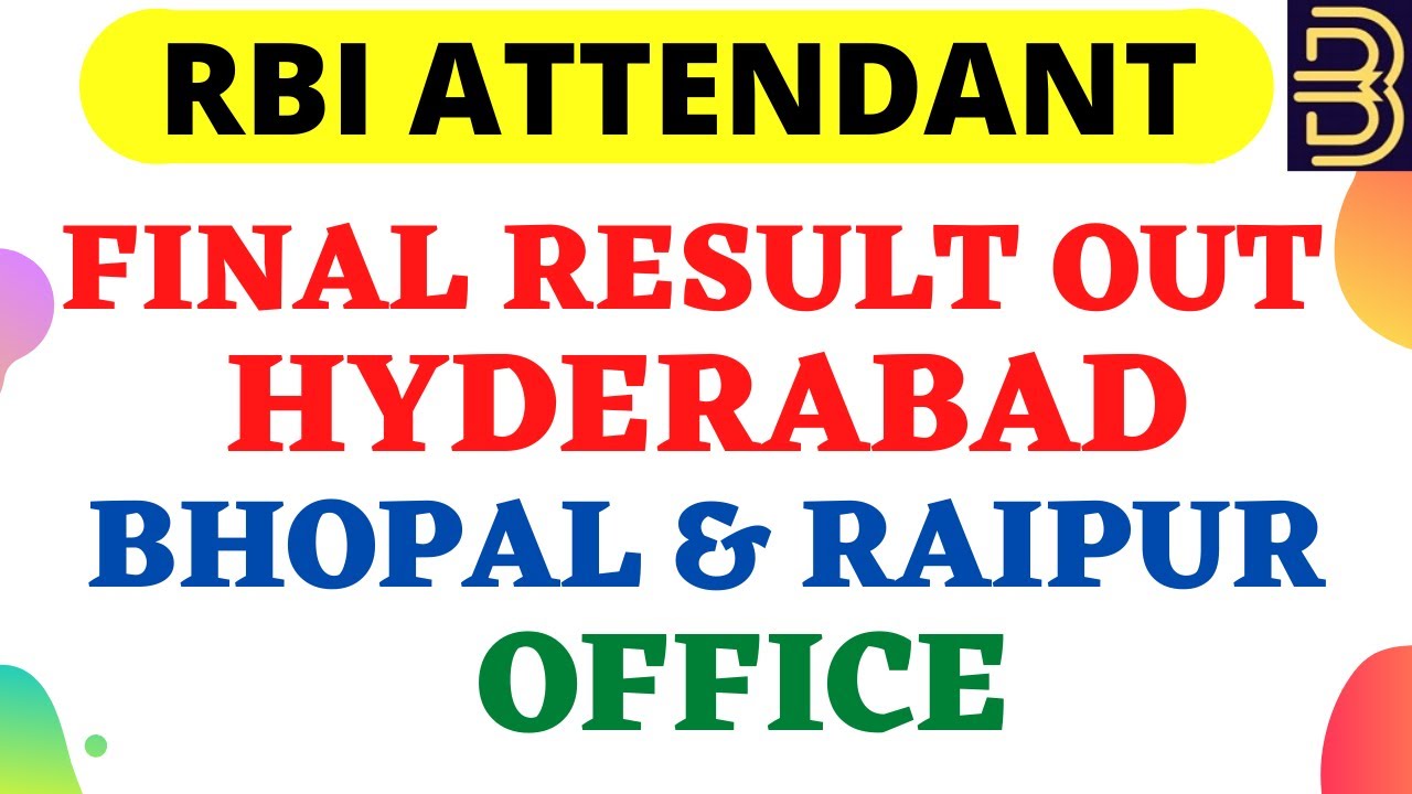 RBI Office Attendant final  RESULT OUT 2021| Hyderabad Office ,Bhopal & Raipur OFFICE