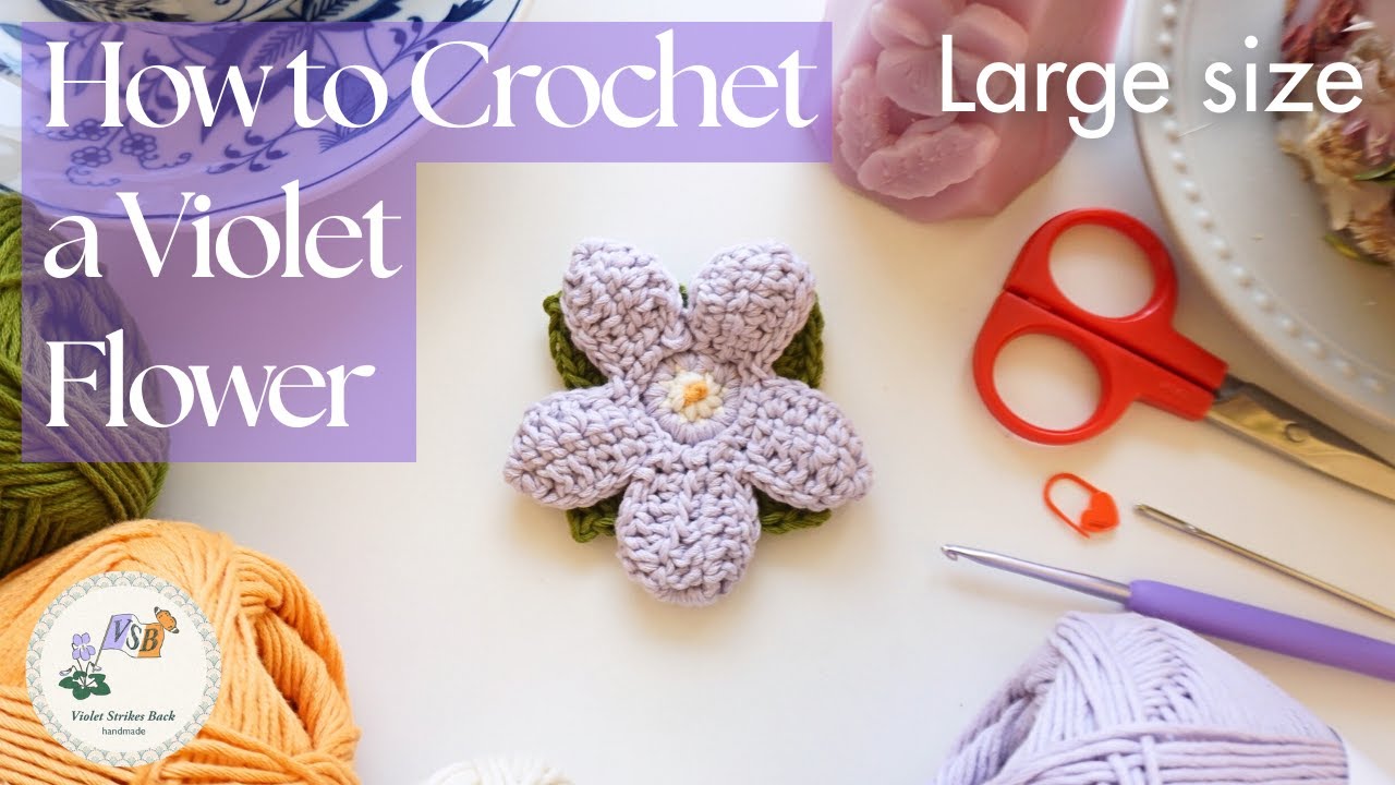 🧶How to Crochet Violet Flower Motif (Large) | Crochet Tutorial