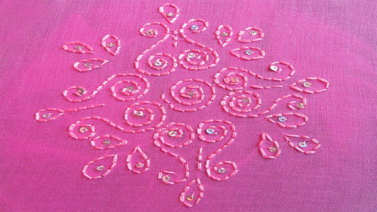 Hand Embroidery | Dress Design By Back Stitch | Hand Embroidery Designs #40