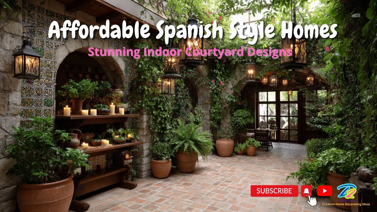 Affordable Spanish Style Homes: Stunning Indoor Courtyard Designs 🌿🏡✨