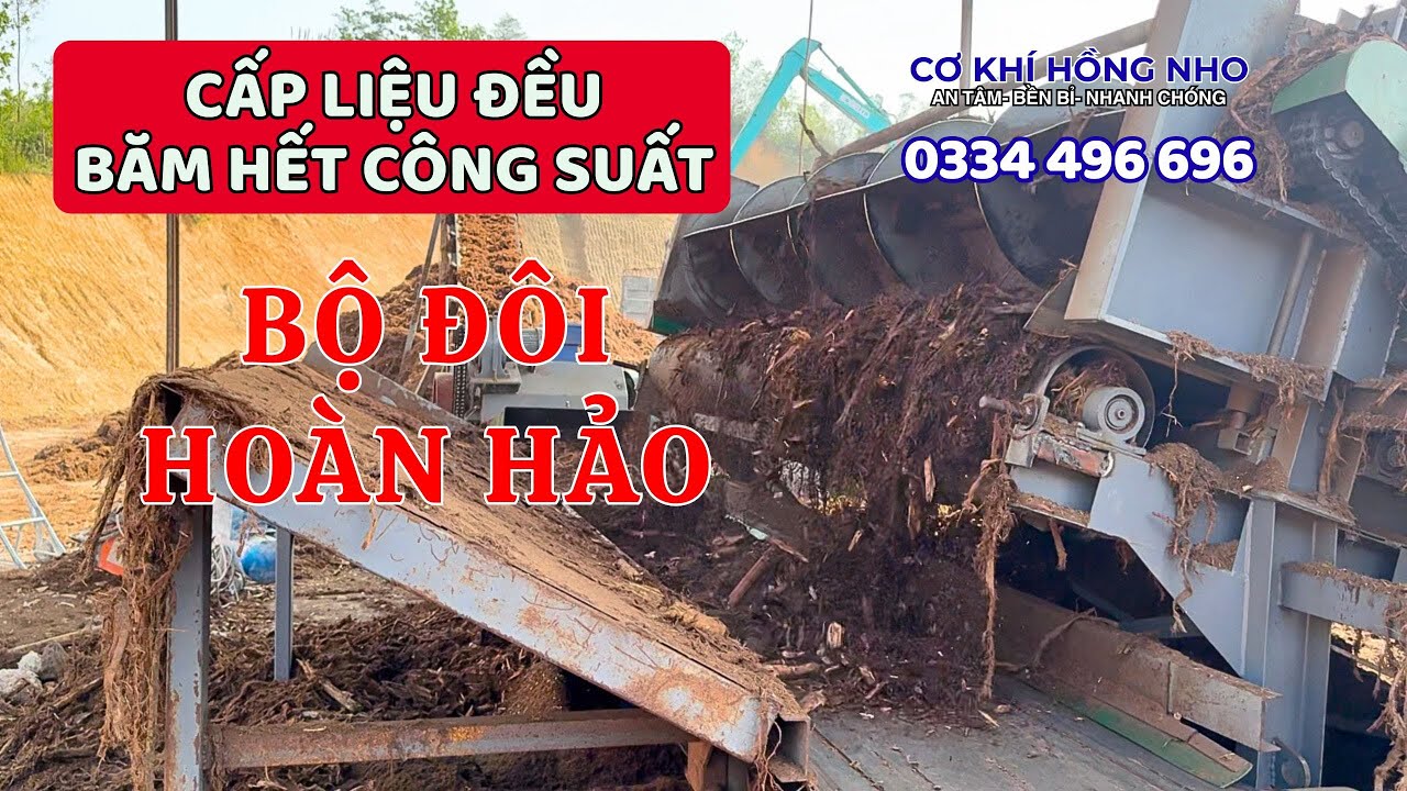 ✅CẤP LIỆU ĐỀU – BĂM HẾT CÔNG SUẤT ! Máy băm vỏ cây Hồng Nho