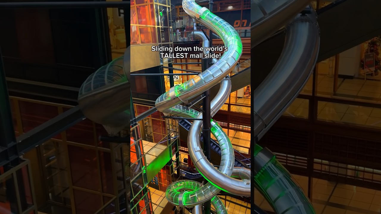 World&rsquo;s TALLEST mall slide! #shorts